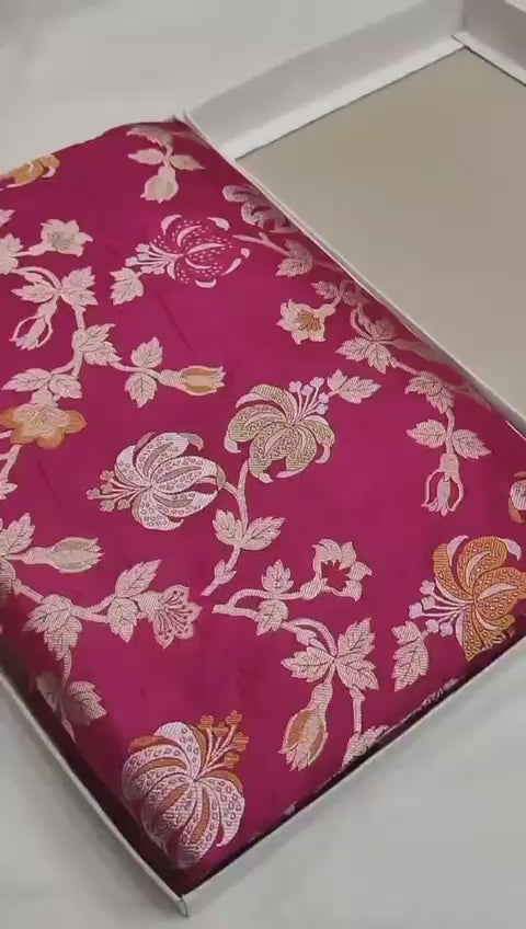 Rani pink pure banarasi katan silk sarees