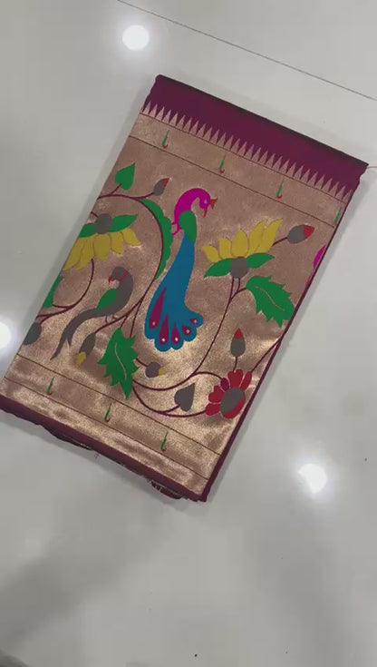 Semi silk half over paithani sarees