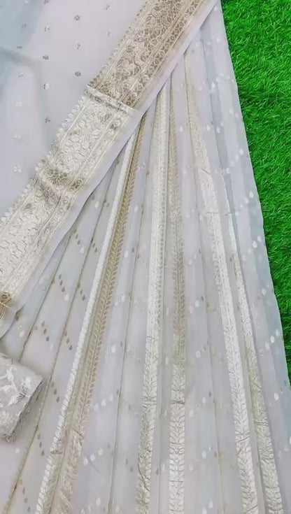 Cream banarasi lehenga for elders