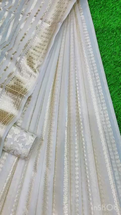 Cream banarasi lehenga for elders