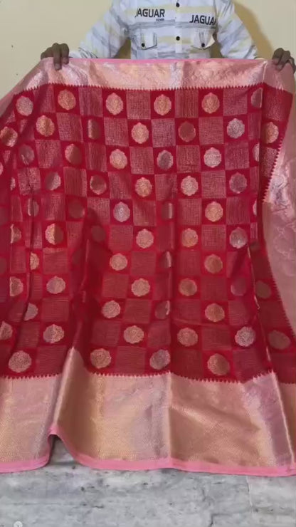 Banarasi semi katan silk sarees with chokdi design