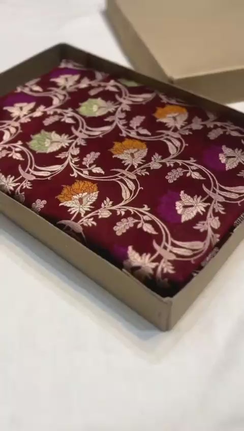 Dark Chocolate brown pure banarasi katan silk sarees