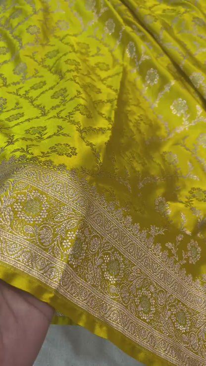 Yellow pure banarasi mashru silk sarees