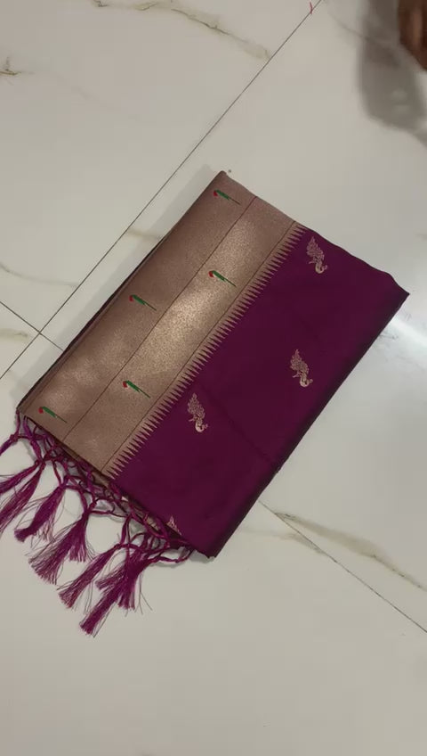 Maroon kanjivaram paithani silk sarees