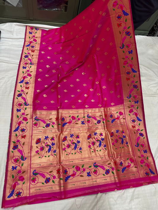 Pink soft silk brocade paithani Sarees