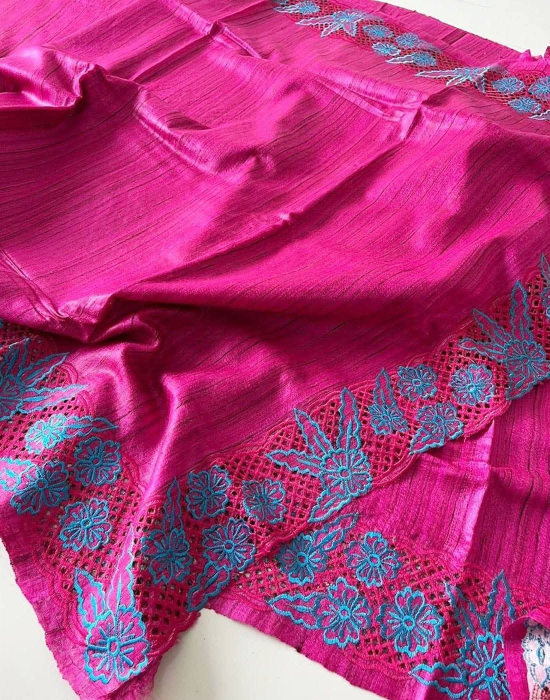Pure Tussar silk Cutwork sarees