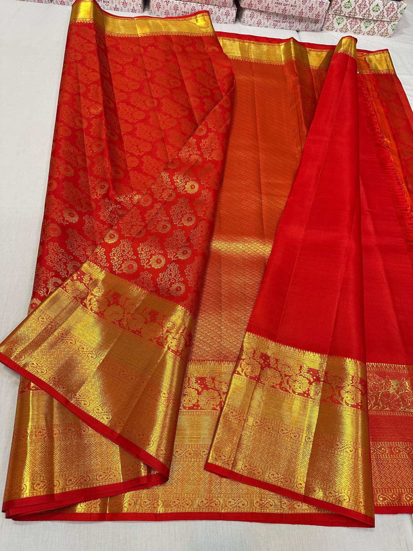 Dark Red pure kanchipuram bridal silk sarees