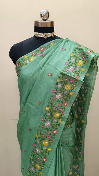Pure Tussar silk sarees with paithani Border