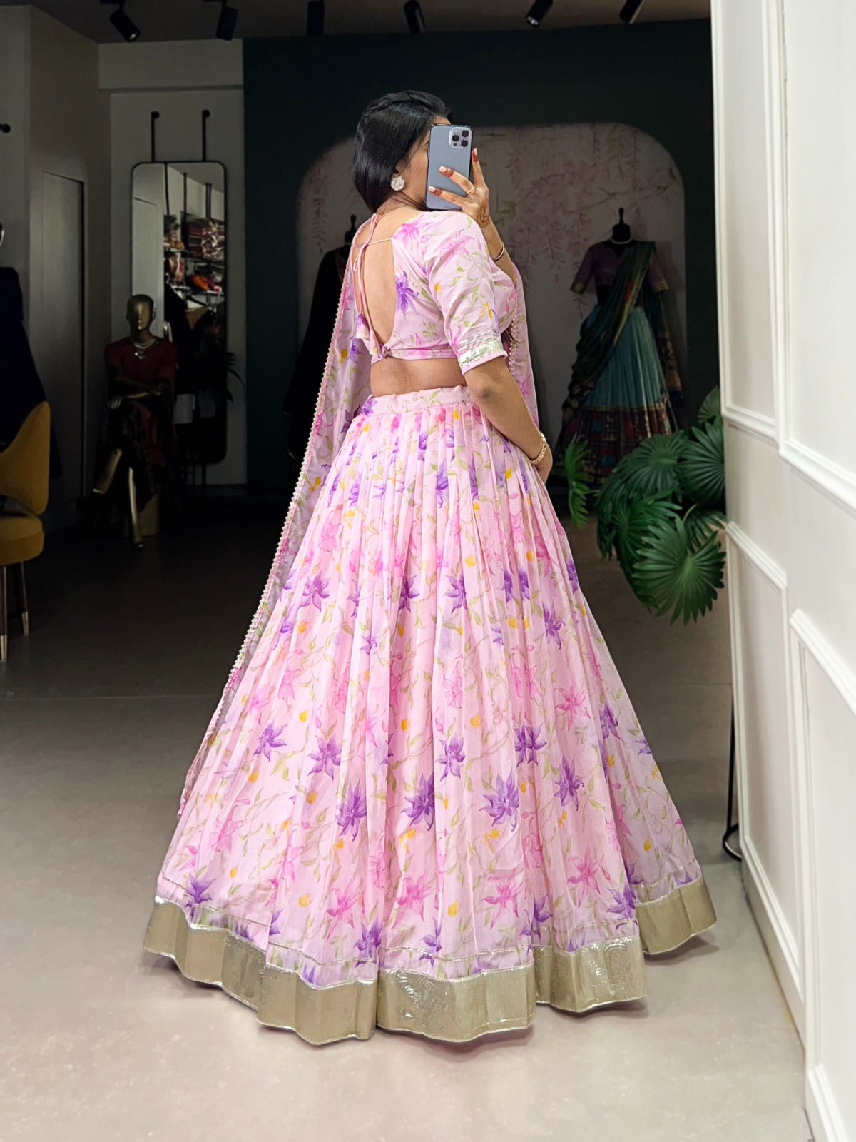 Pink silk lehenga
