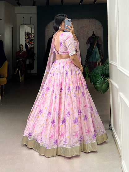 Pink silk lehenga