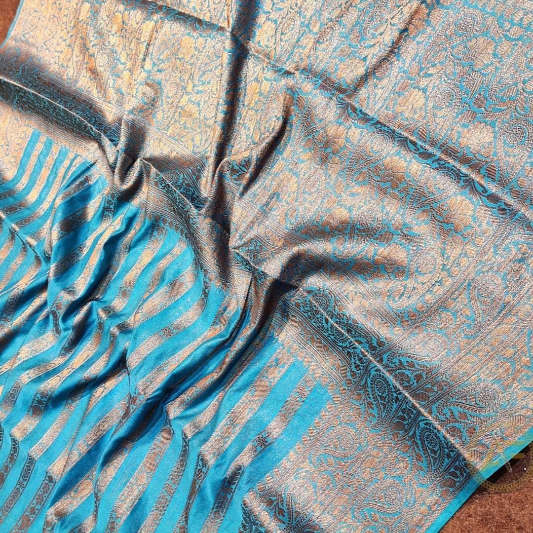 Semi banarasi khaddi georgette sarees with stripes