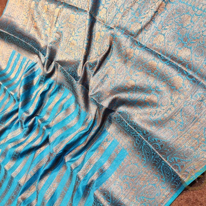Semi banarasi khaddi georgette sarees with stripes