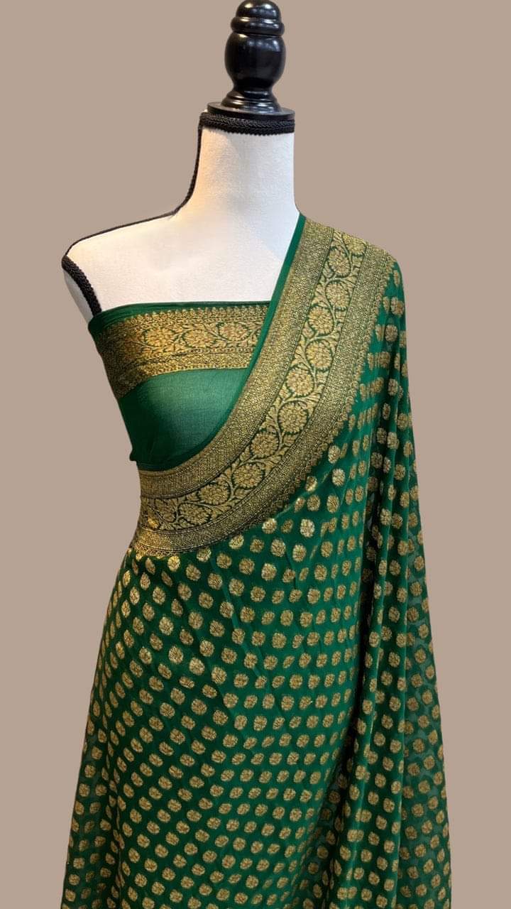 Semi banarasi khaddi georgette sarees