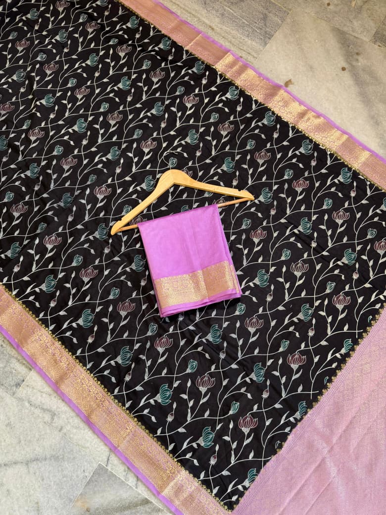 Semi banarasi chiffon silk printed sarees