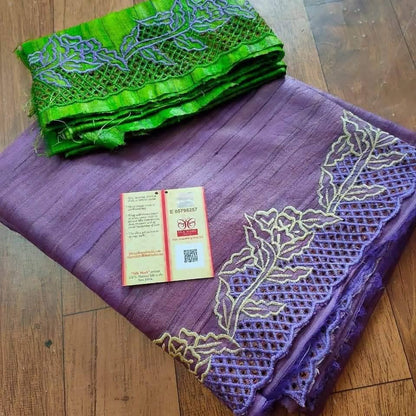 Pure Tussar silk Cutwork sarees