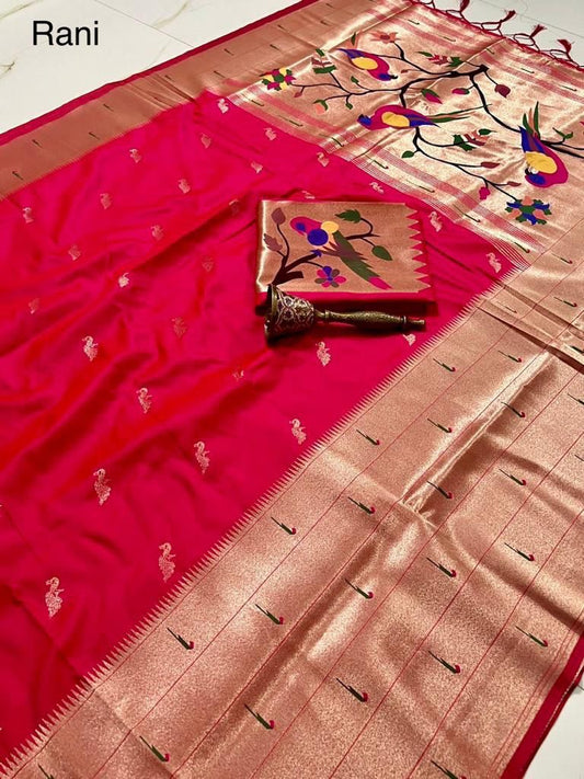 Rani pink kanjivaram paithani silk sarees