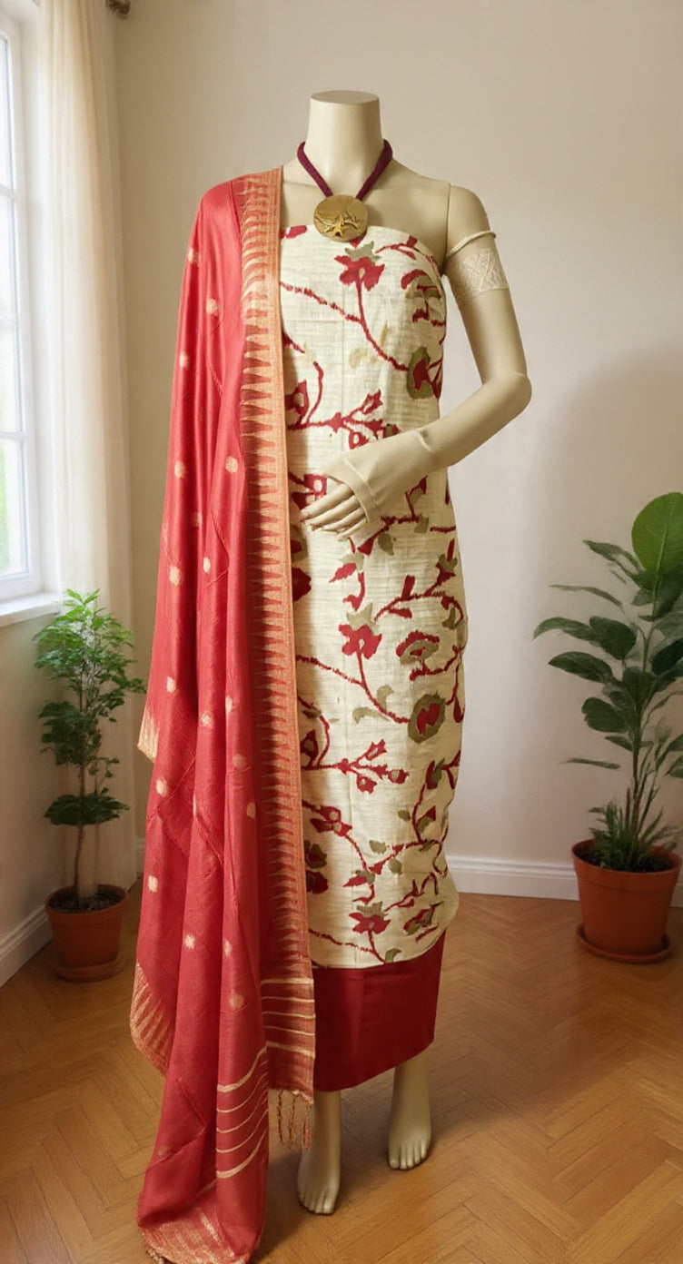 Cotton screen print dress materials