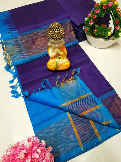 Uppada Tripura silk sarees with small pochampally border
