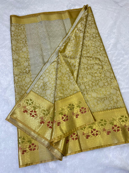Gold Banarasi tissue silk sarees