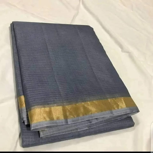 Elephant grey kota doria cotton silk sarees