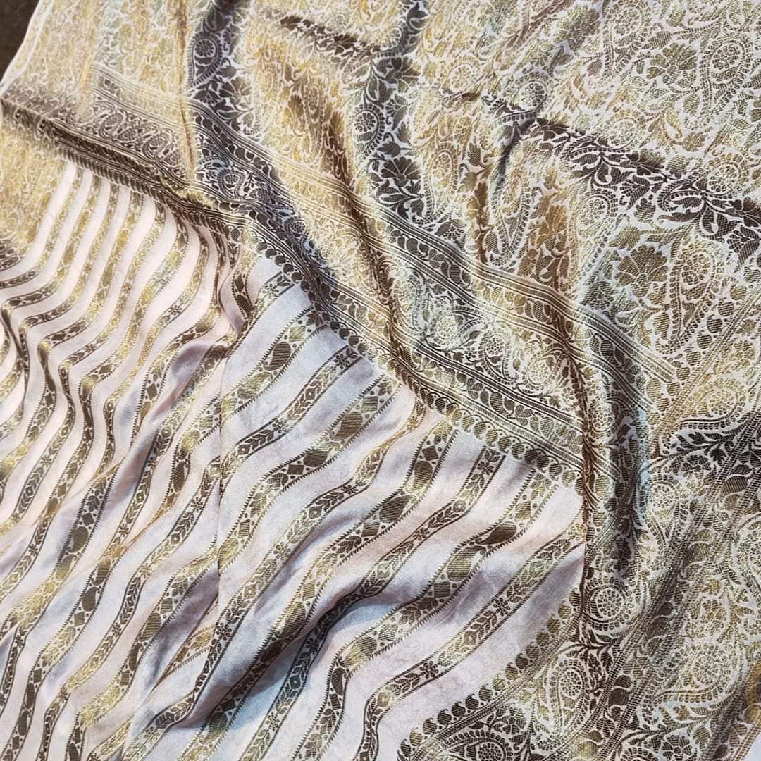 Semi banarasi khaddi georgette sarees with stripes