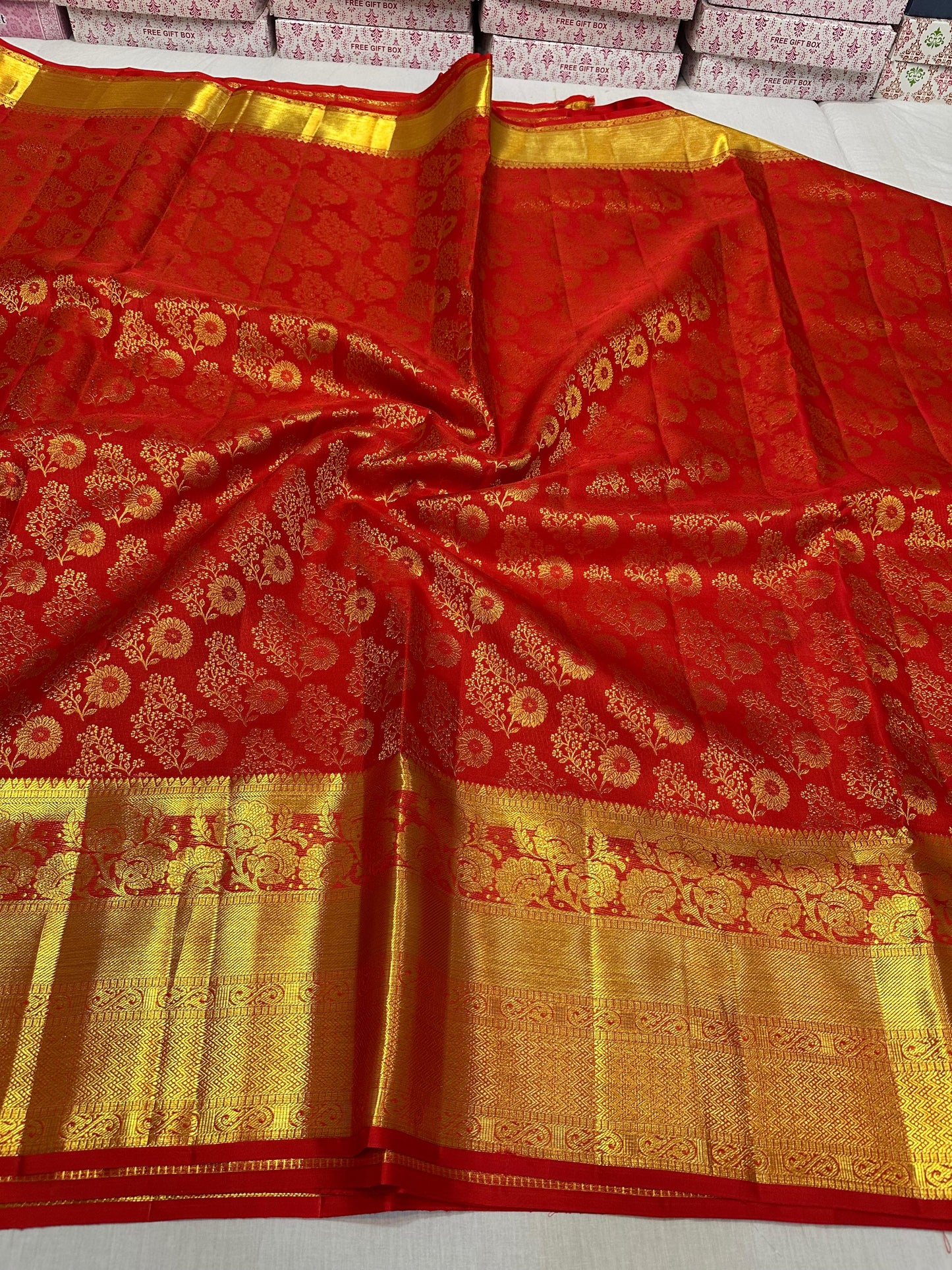 Dark Red pure kanchipuram bridal silk sarees
