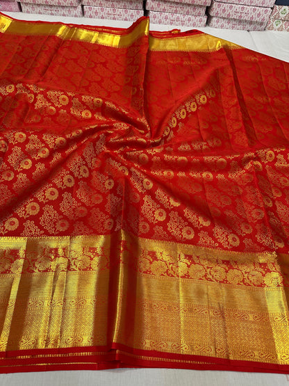 Dark Red pure kanchipuram bridal silk sarees