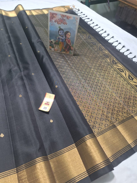 Black pure kanchipuram soft silk sarees