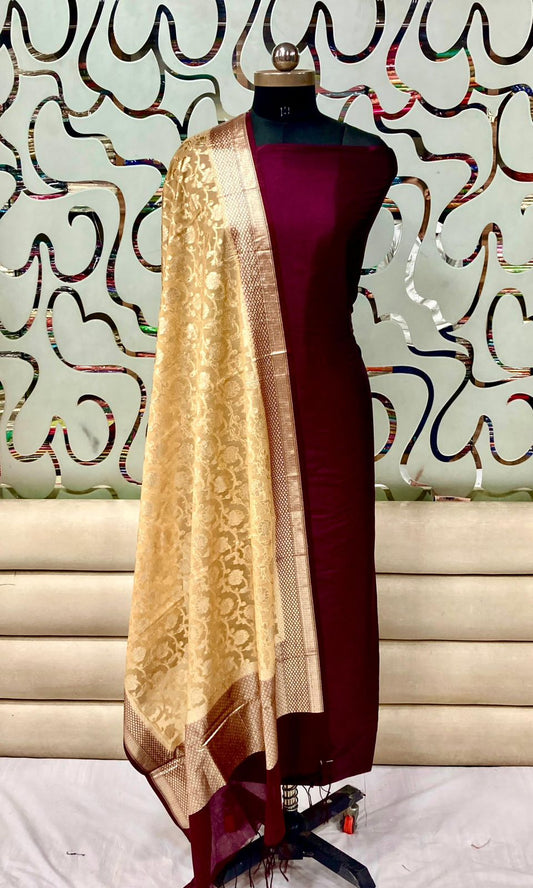 Banarasi plain silk dress materials
