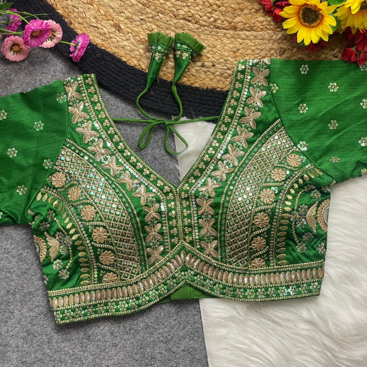 Apple cut embroidered readymade blouse