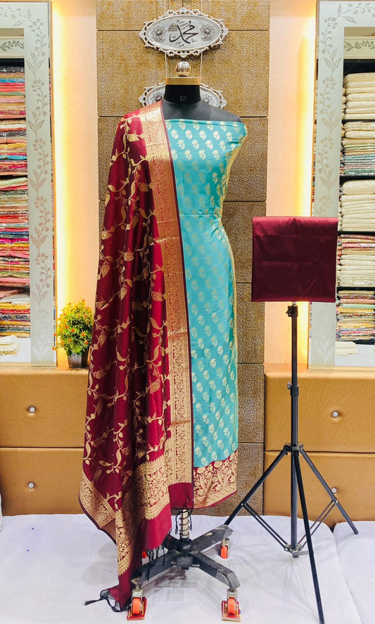 Banarasi katan silk zari weaving suit