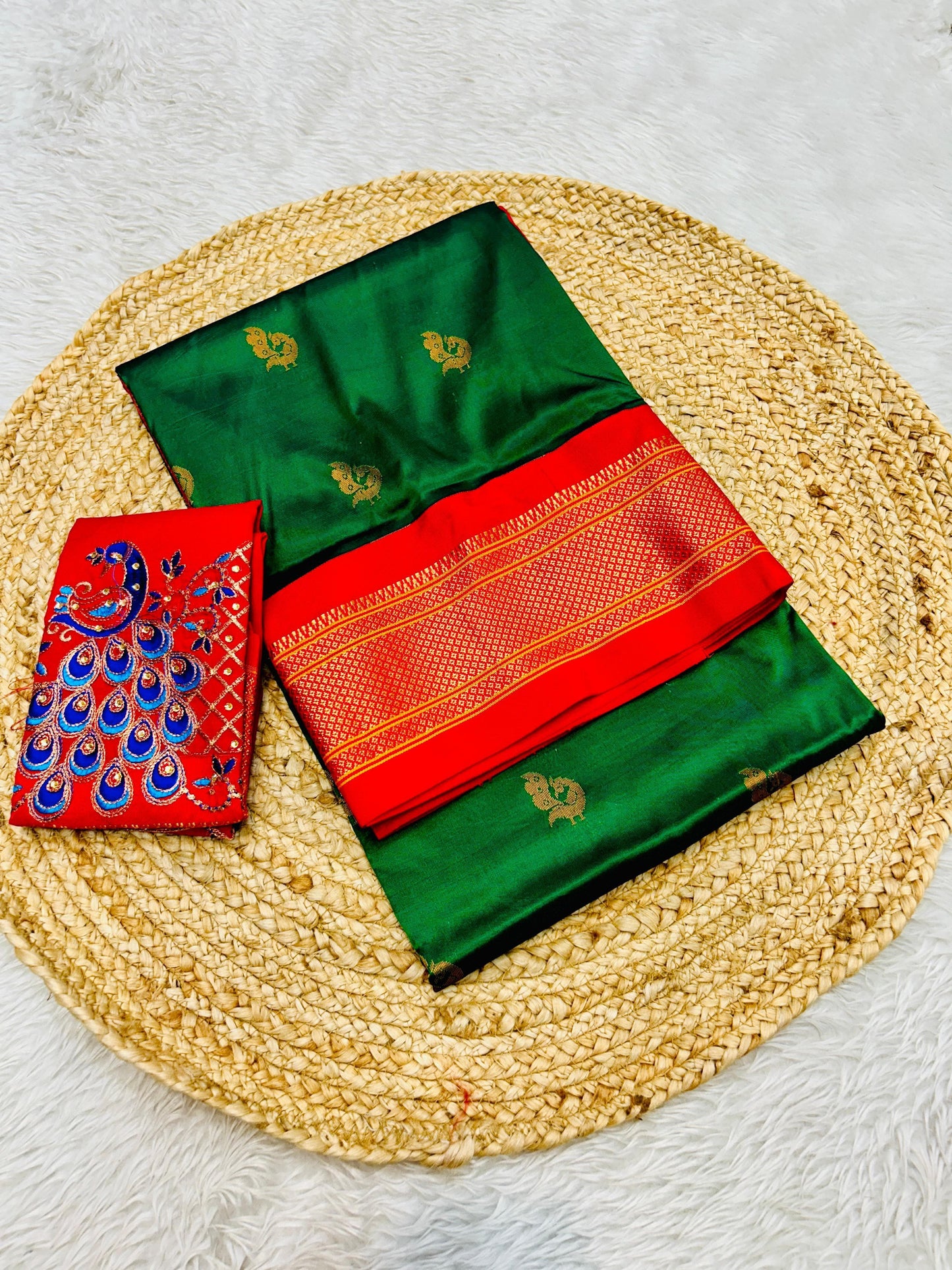 Dark green komal kadiyal paithani Sarees