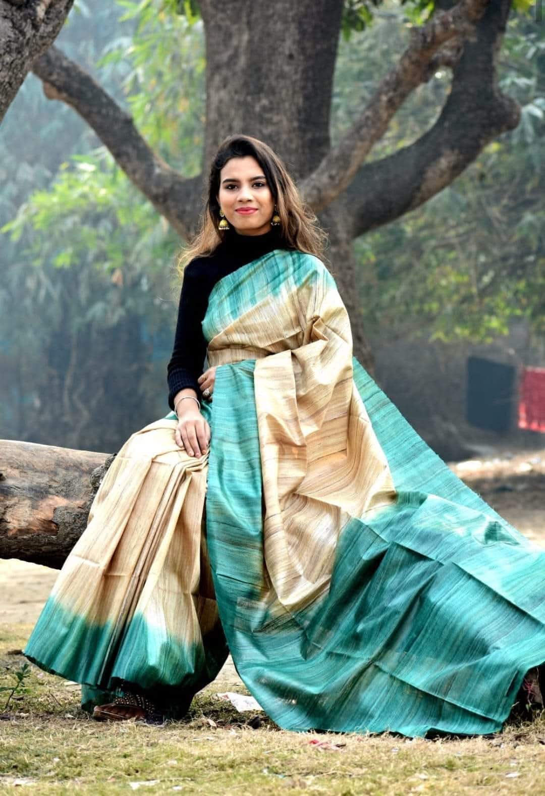 Pure handloom Tussar Ghicha silk sarees