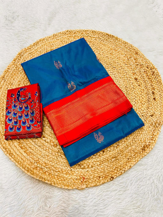 Blue komal kadiyal paithani Sarees