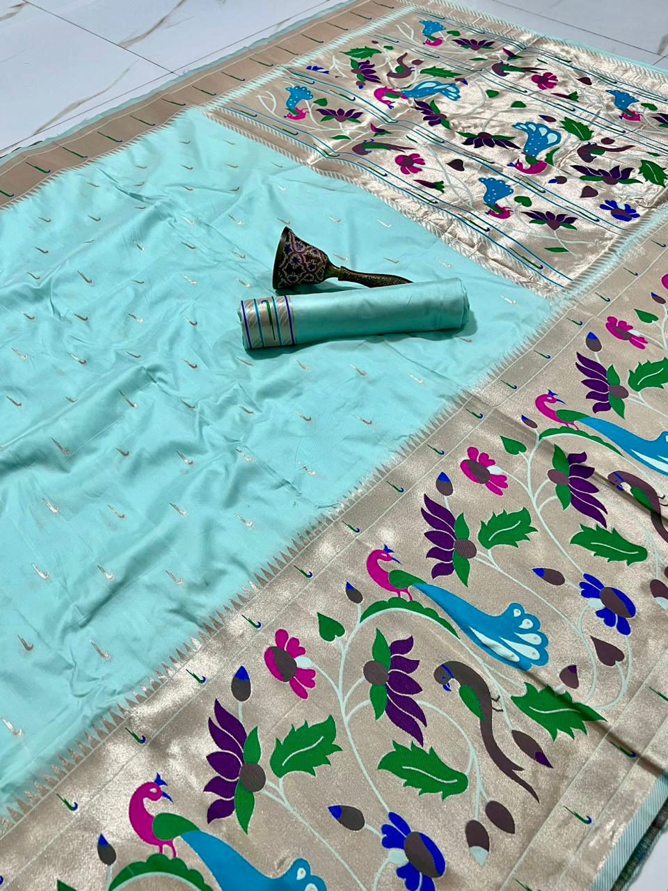 Semi silk half over paithani sarees