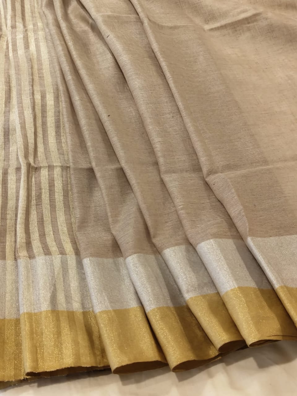 Light brown linen sarees