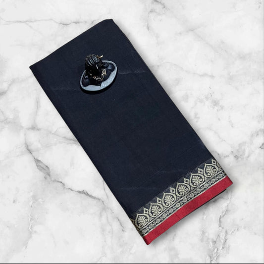 Black Narayanpet Cotton sarees with thin border