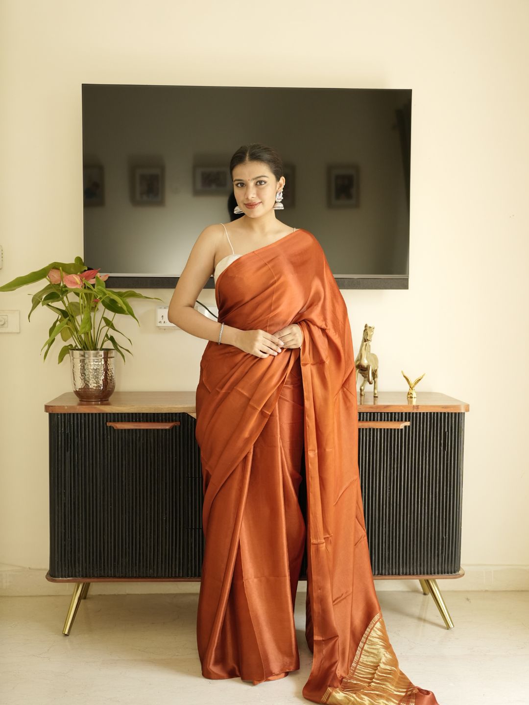 Plain katan soft silk cotton sarees