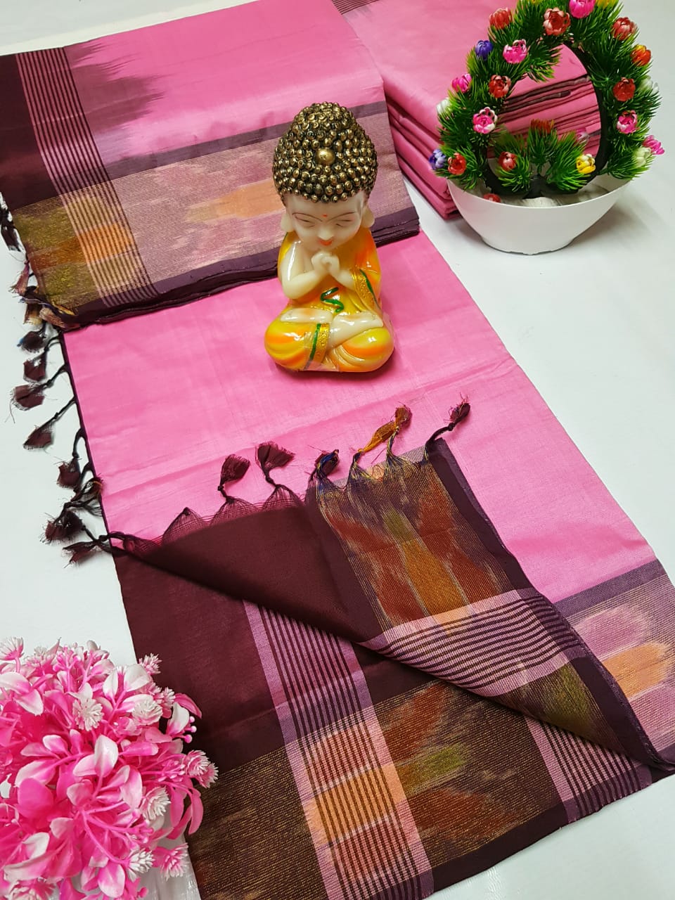 Uppada Tripura silk sarees with small pochampally border