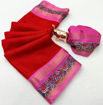 Dola silk sarees with double zari border