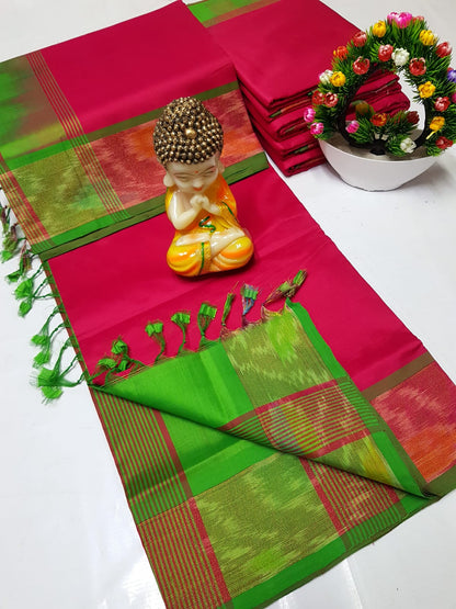Uppada Tripura silk sarees with small pochampally border
