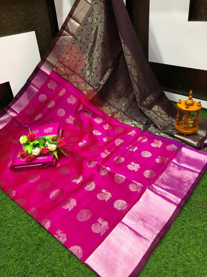 Kuppadam Peacock butta sarees