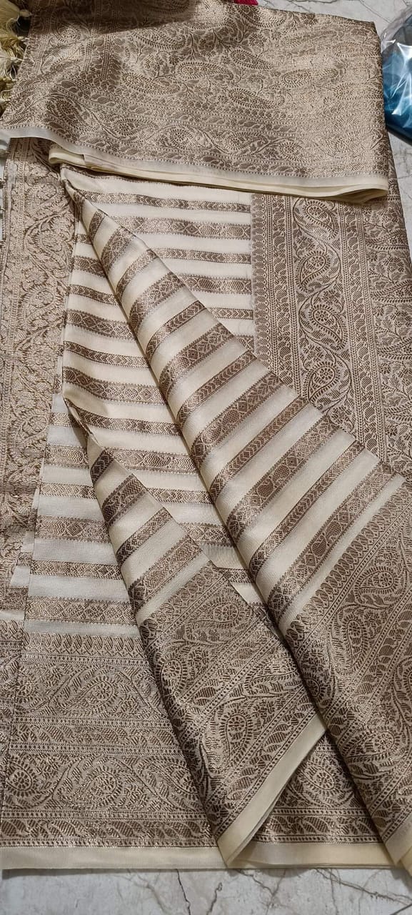 Semi banarasi khaddi georgette sarees with stripes