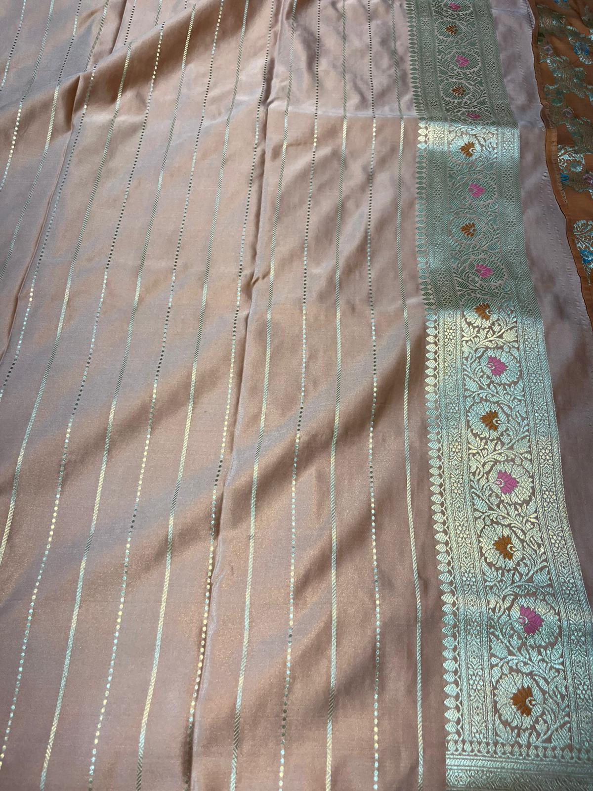 Onion pink pure banarasi mashru silk sarees