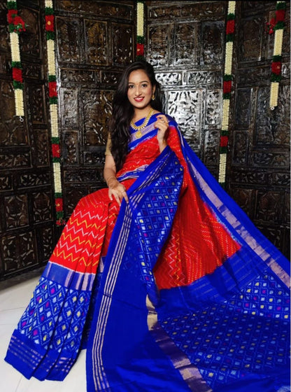 Red pure pochampally ikkat silk sarees