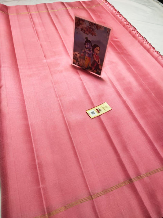 Pink Pure kanchipuram plain silk sarees