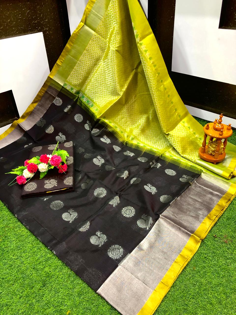 Kuppadam Peacock butta sarees