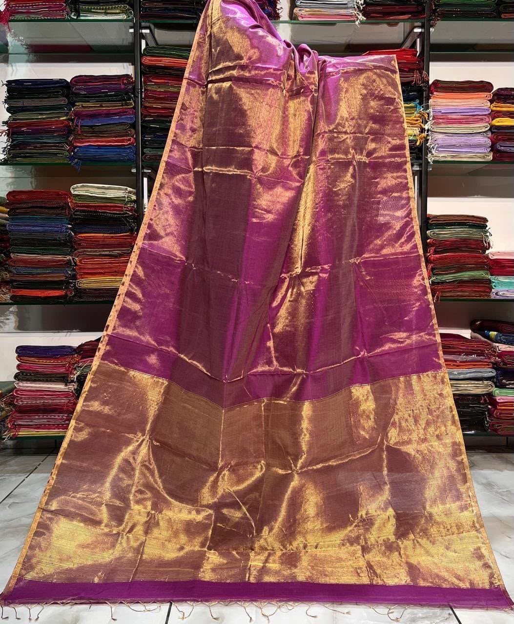 Pastel Linen Tissue sarees with 1 inch border