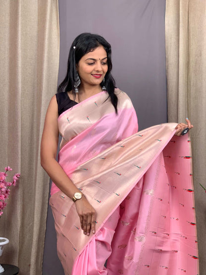 Pink kanjivaram paithani silk sarees