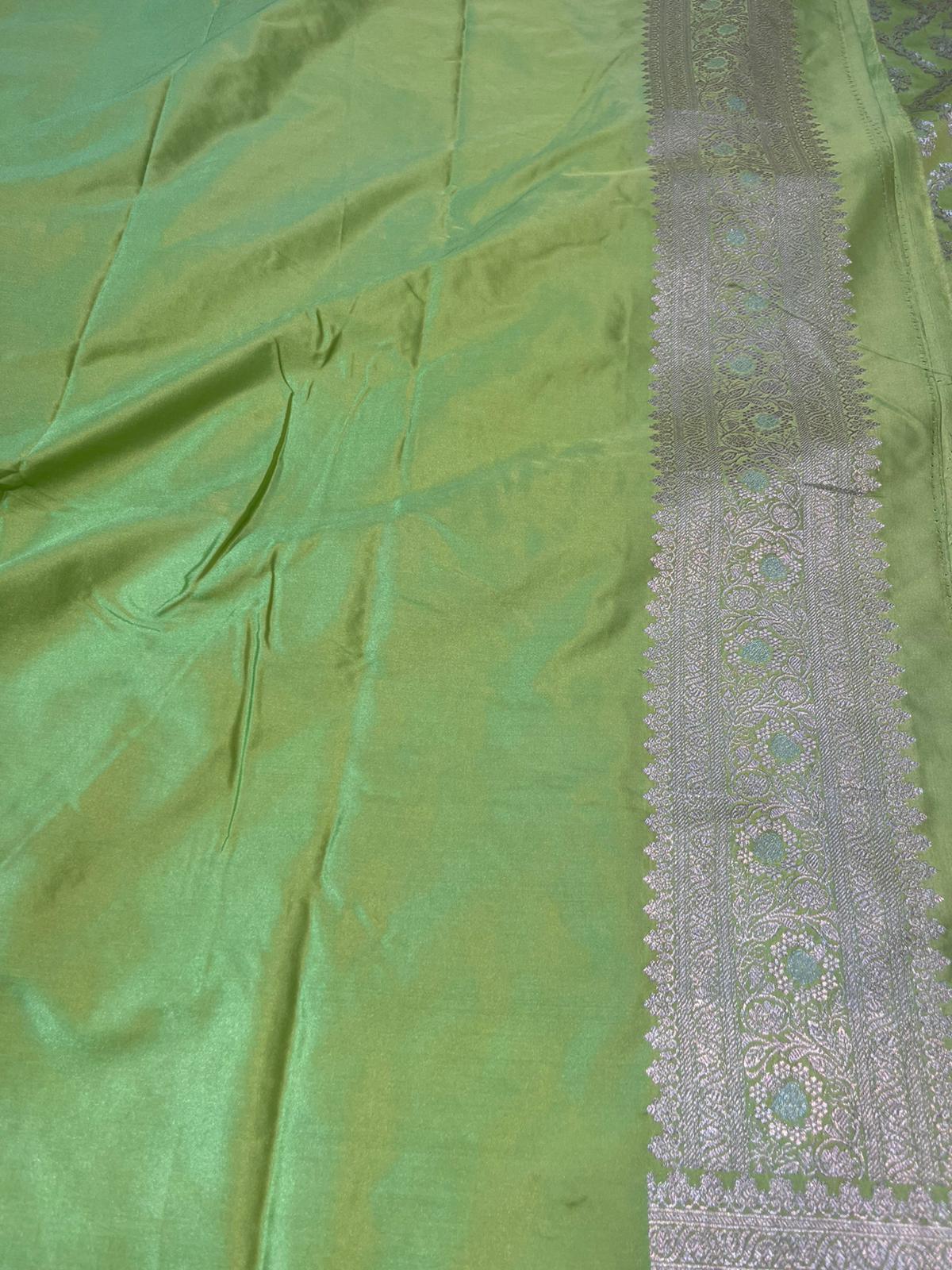 Green pure banarasi mashru silk sarees
